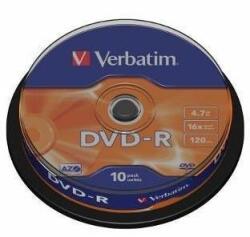 Verbatim Mediu optic Verbatim DVD-R 4.7GB 16x spindle argintiu mat 10 bucati (43523)