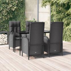 vidaXL Set mobilier de grădină cu perne, 5 piese, negru, poliratan (3185169)