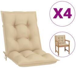 vidaXL Perne scaun cu spătar mic, 4 buc. , bej, 100x50x7 cm, textil (314288)