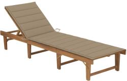 vidaXL Șezlong pliabil cu pernă, lemn masiv de acacia (3064167)