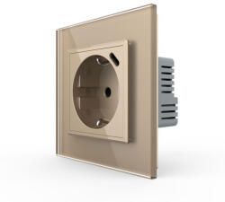 LIVOLO Priza simpla Schuko si slot USB Tip-C Standard German 2M cu panou din sticla (VL-FCTF16A.UC18W-P7E-2AP)