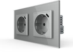 LIVOLO Priza dubla Schuko si slot USB Tip-C Standard German 2M cu panou din sticla (VL-2FCTF16A.UC18W-P7E/E-4IP)