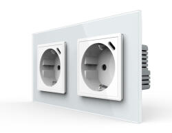 LIVOLO Priza dubla Schuko si slot USB Tip-C Standard German 2M cu panou din sticla (VL-2FCTF16A.UC18W-P7E/E-4WP)