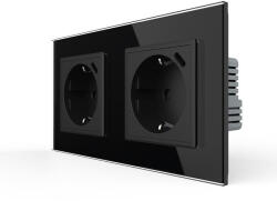 LIVOLO Priza dubla Schuko si slot USB Tip-C Standard German 2M cu panou din sticla (VL-2FCTF16A.UC18W-P7E/E-4BP)
