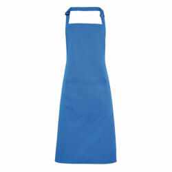 Premier Uniszex, női, férfi zsebes kötény, szakács, pincér Premier PR154 ‘Colours’ Bib Apron With pocket -Egy méret, Sapphire