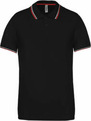 Kariban Férfi galléros póló Kariban KA250 Men'S Short-Sleeved polo Shirt -S, Black/Red/White