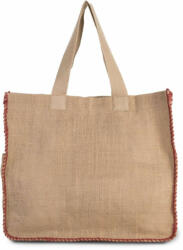 Kimood Női táska Kimood KI0248 Jute Bag With Contrast Stitching -Egy méret, Natural/Arandano Red