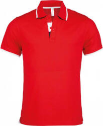 Kariban Férfi galléros póló Kariban KA245 Men'S Short-Sleeved polo Shirt -L, Red/White/Navy