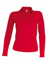 Kariban Női galléros póló Kariban KA244 Ladies' Long-Sleeved polo Shirt -S, Red