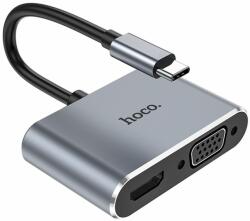 hoco. HB29 Adapter - Type-C (USB-C) / HDMI + VGA HUB porttal, 15 cm kábel