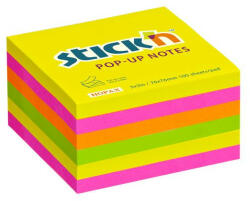 STICK N Öntapadó jegyzettömb csomag, "Z", 76x76 mm, 6x100 lap, STICK N, neon színek (SN21848) (SN21848)