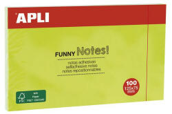 APLI Öntapadó jegyzettömb, 125x75 mm, 100 lap, APLI "Funny", zöld (LNP15004) (LNP15004)