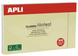 APLI Öntapadó jegyzettömb, 125x75 mm, 100 lap, APLI "Classic", sárga (LNP10976) (LNP10976)