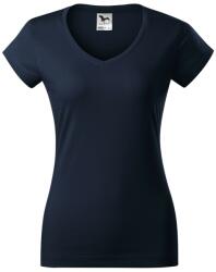 MALFINI Tricou femei Fit V-neck - Albastru marin | XL (1620216)