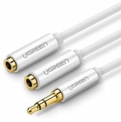 UGREEN AUX audio elosztó 3, 5 mm-es jack kábel UGREEN AV123, 25 cm (fehér) (10739)