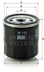 Mann-filter W712 Filtru, sistem hidraulic primar