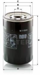 Mann-filter W1150/2 Filtru, sistem hidraulic primar