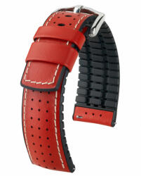 Hirsch Tiger óraszíj, borjúbőr/kaucsuk piros 20/18L - oraszij