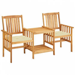 vidaXL Tömör akácfa székek teázóasztallal és párnákkal 3061292