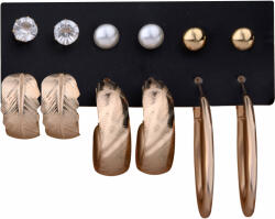 Troli Set elegant placat cu aur de cercei rotunzi și bile (6 perechi)