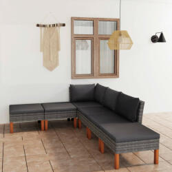 vidaXL 6 részes szürke polyrattan párnákkal 3059715