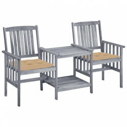 vidaXL Tömör akácfa székek teázóasztallal és párnákkal 3061320
