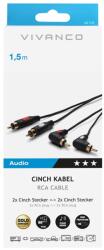 Vivanco Кабел Vivanco - 2x RCA/2x RCA, 1.5 m, черен (46126)