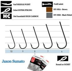 JAXON Carlig SUMATO Round Nr. 8 negru, 10buc/plic (HY-HEB08)