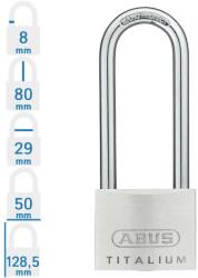 ABUS 64TI/50HB80 KA6514 hosszúkengyelű egységkulcsos lakat tetszőleges darabszámban (10059582)