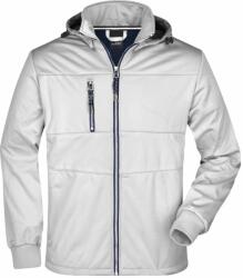James & Nicholson (Daiber) Férfi sportos softshell kabát JN1078 - Fehér / fehér / sötétkék | XXL (1-JN1078-1714186)