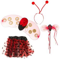 Costum gargarita pentru fetite, fustita, aripioare si alte accesorii, Rosu/Negru, 4 piese (NBNGJ344)