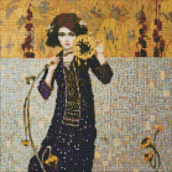 Ideyka Set goblen cu diamante, cu sasiu, Fata cu floarea soarelui - Tolstukhin Artem, 40x40 cm (AMO7383)