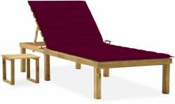 vidaXL Șezlong de grădină cu masă și pernă, lemn de pin tratat (3065843) - comfy