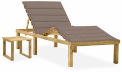vidaXL Șezlong de grădină cu masă și pernă, lemn de pin tratat (3065872) - comfy