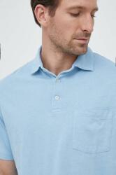 Ralph Lauren póló vászonkeverékből sima - kék L - answear - 34 990 Ft