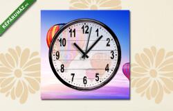 Vászonkép óra, Premium Kollekció: Lila napkelte hőlégballonokkal(25x25 cm C01)