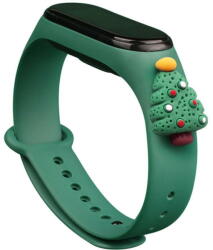 Hurtel Strap Xmas Wristband for Xiaomi Mi Band 4 / Mi Band 3 Christmas Silicone Strap Bracelet Dark Green (Christmas Tree 2) - vexio