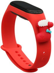 Hurtel Strap Xmas Wristband for Xiaomi Mi Band 4 / Mi Band 3 Christmas Silicone Strap Bracelet Red (Sock) - vexio