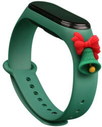 Hurtel Strap Xmas Wristband for Xiaomi Mi Band 6 / Mi Band 5 Christmas Silicone Strap Bracelet Dark Green (Bell) - vexio