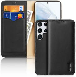 Dux Ducis Husa Dux Ducis Hivo Leather Flip Cover Genuine Leather Wallet For Cards And Documents Samsung Galaxy S22 Ultra Black - vexio