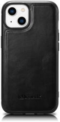 iCarer Husa iCarer Leather Oil Wax Genuine Leather Case for iPhone 14 (MagSafe Compatible) Black (WMI14220717-BK)