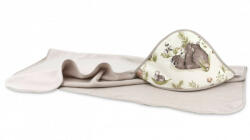  Baby Shop kapucnis fürdőlepedő 100*100 cm - erdei barátok szürke/natúr - babyshopkaposvar