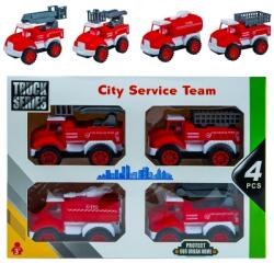  Set de joaca masinute pompieri frictiune, 4 buc/set, in cutie RB34860