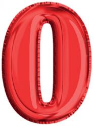  Balon, folie aluminiu, rosu, cifra 0, 81 cm RB31414