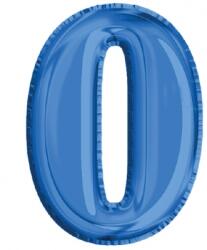  Balon, folie de aluminiu, culoare albastru, cifra 0, 40 cm RB31344