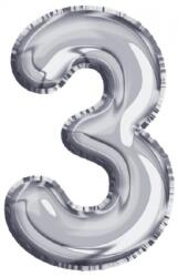  Balon, folie aluminiu, argintiu, cifra 3, 81 cm RB31397