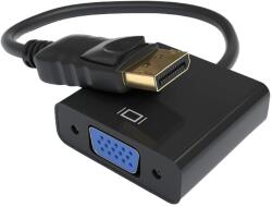 Adapter: Akyga AD-36- DisplayPort / VGA HUB porttal, 15 cm kábel, fekete
