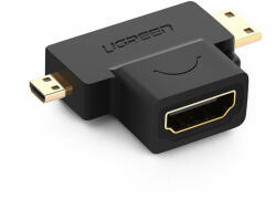 Adapter: UGREEN 20144 - HDMI / Mini HDMI / Micro HDMI HUB porttal adapter, fekete