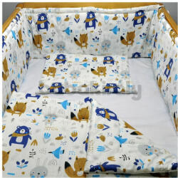Babakirály Gyermek ágynemű szett Bébi méret, Erdei állatok, kék 75 * 100 cm (3 db/sz) - diaper