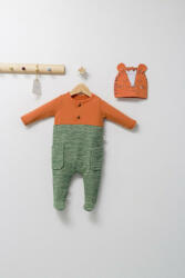 BabyJem Set salopeta cu caciulita pentru bebelusi king, tongs baby (culoare: portocaliu, marime: 3-6 luni)